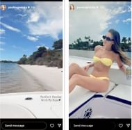 Paulina Gretzky flaunts yellow bikini on the beach as she spends time with family. Image Credit: paulinagretzky/Instagram